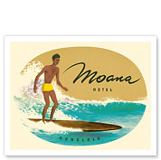 Moana Hotel - Honolulu, Hawaii - Hawaiian Surf Rider - c. 1950's - Fine Art Prints & Posters