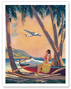 Hawaiian Fantasy, Hula Girl Calendar Page - Fine Art Prints & Posters