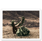 Offering to Pele, Hawaiian Hula Dancer - Giclée Art Prints & Posters