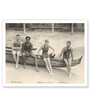 Duke Kahanamoku and Friends on Waikiki Beach, Honolulu, Hawaii - Fine Art Prints & Posters