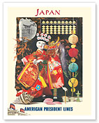 Japan - S. S. President Wilson - American President Lines - c. 1963 - Fine Art Prints & Posters