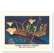 Trans-Pacific-Orient Cormorant Fishing - American President Lines - c. 1947 - Fine Art Prints & Posters