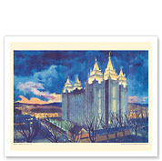 Mormon Temple - Salt Lake City, Utah - United Air Lines - c. 1952 - Fine Art Prints & Posters