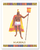 Hawaii - Hawaiian Ali‘i Warrior - Feathered Helmet (Mahiole) and Cloak (‘Ahu ‘Ula) - c. 1970’s - Fine Art Prints & Posters