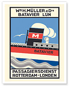 Batavier Line - Passenger Service Rotterdam to London - c. 1928 - Fine Art Prints & Posters