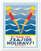 By Train for Seaside Holidays - Take a “Kodak” - Victorian Railways - Australia - c. 1936 - Fine Art Prints & Posters