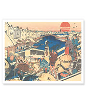 Nihonbashi (Detail) - from Sixty-nine Stations of Kiso Road - c. 1800's - Fine Art Prints & Posters
