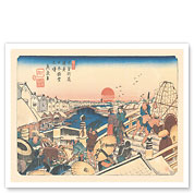 Nihonbashi Bridge - from Sixty-nine Stations of Kiso Road - c. 1800's - Fine Art Prints & Posters