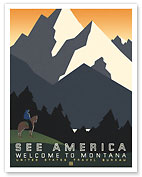 See America, Welcome to Montana - United States Travel Bureau - c. 1936 - Fine Art Prints & Posters