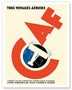 All Air Travel (Tous Voyages Aériens) - Compagnie Aérienne Française (CAF) - c. 1919 - Giclée Art Prints & Posters