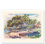 Kona Coast, Hawaii - Wa‘a (Outrigger Canoe) - c. 1947 - Giclée Art Prints & Posters