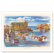 New England Harbor - Bearskin Neck Wharf, Rockport, Massachusetts - Motif No. 1 - c. 1949 - Fine Art Prints & Posters