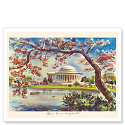 Jefferson Memorial in Cherry Blossom - Washington, D.C. - c. 1949 - Giclée Art Prints & Posters