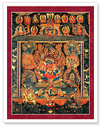 Chaturbhuja Mahakala, Four-Hands - Tantric Buddhist Protector Deity - Giclée Art Prints & Posters