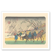 Kutsukake-shuku Station - from Sixty-nine Stations of Kiso Road - c. 1800's - Giclée Art Prints & Posters
