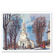 First Parish in Lexington, Massachusetts - United Air Lines - c. 1952 - Fine Art Prints & Posters