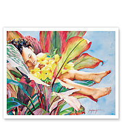 Ti Leaf Baby (Ke Keiki Lau Lā‘ī) - Hawaiian Child - Fine Art Prints & Posters