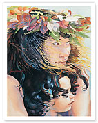 Watching the Hula (Ka Nānā ‘Ana O Ka Hula) - Hawaiian Mother and Son - Fine Art Prints & Posters