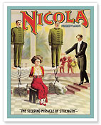 Nicola Prince of Magic - The Sleeping Miracle of Strength Illusion Show - c. 1910 - Fine Art Prints & Posters