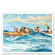 Outrigger at Sea (Ka Wa‘a Ma Ke Kai) - Hawaiian Canoeing - Fine Art Prints & Posters