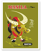 Manilla Philippines - Quantas Air Lines - c. 1950 - Fine Art Prints & Posters