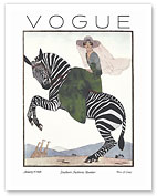 Fashion Magazine - January 15 1926 - Zebra and Model - Fine Art Prints & Posters