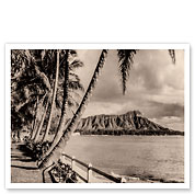 Honolulu Hawaii - Diamond Head Crater and Palms - Fine Art Prints & Posters