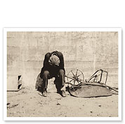 Man Beside Wheelbarrow - San Francisco, California - c. 1934 - Fine Art Prints & Posters