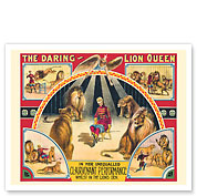 The Darling Lion Queen - Clairvoyant Performer Princess Delawarr - c. 1910 - Fine Art Prints & Posters