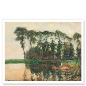 Farmstead Along the Water Screened by Nine Tall Trees - c. 1905 - Fine Art Prints & Posters