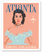 Atlanta, Georgia - Southern Belle - Delta Air Lines - c. 1960's - Fine Art Prints & Posters