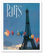Paris, France - Balloon Arch Across the Eiffel Tower - c. 1960's - Giclée Art Prints & Posters