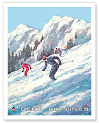 Skiing - Mountain Ski Slope - Delta Air Lines - c. 1970's - Fine Art Prints & Posters