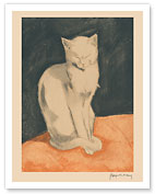 Contented White Cat - c. 1930's - Fine Art Prints & Posters
