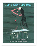 Tahiti - Fly South Pacific Air Lines (SPAL) - c. 1950's - Fine Art Prints & Posters