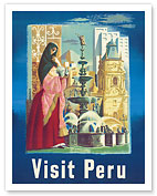 Visit Lima, Peru - South America - c. 1930's - Fine Art Prints & Posters