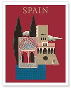 Spain - Spanish Mosaic Building - c. 1957 - Fine Art Prints & Posters