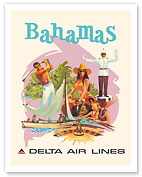 Bahamas, Caribbean - Delta Air Lines - c. 1960's - Fine Art Prints & Posters