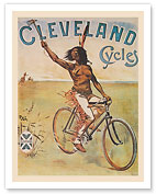 Cleveland Cycles - Native American Indian Rider - c. 1898 - Fine Art Prints & Posters