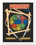 Paraguay - Spiderweb Lace (Ñandutí) - Pacifica International Airways - c. 1950's - Fine Art Prints & Posters