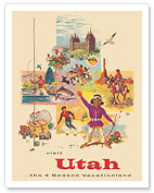 Utah - The 4 Season Vacationland - Salt Lake Temple, The Needle - c. 1957 - Fine Art Prints & Posters