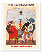 Bahrain, Dubai, Kuwait - India Maharaja Smoking - Air India - c. 1970's - Fine Art Prints & Posters