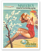 Mallorca, Spain - Island of Everlasting Spring - Iberia Air Lines - c. 1950's - Fine Art Prints & Posters