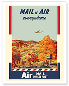 Mail It Air Everywhere - Air Mail Parcel Post - U. S. Postal Service - c. 1940's - Fine Art Prints & Posters