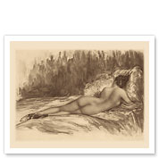 Charcoal Figure Drawing - Unclothed Woman - c. 1930's - Fine Art Prints & Posters