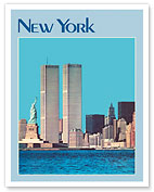 New York Twin Towers - Statue of Liberty - c. 1970 - Fine Art Prints & Posters