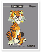 Singapore - Malayan Tiger - Qantas Airways - c. 1960's - Fine Art Prints & Posters