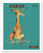 South Africa - African Giraffe - Qantas Airways - c. 1960's - Fine Art Prints & Posters