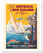 Australia & New Zealand by Clipper - Pan American World Airways - c. 1950 - Fine Art Prints & Posters