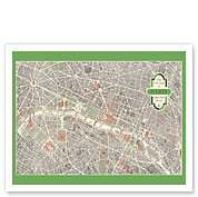 Paris, France - Aerial View of The City Center - 3D Drawing Map - c. 1959 - Giclée Art Prints & Posters